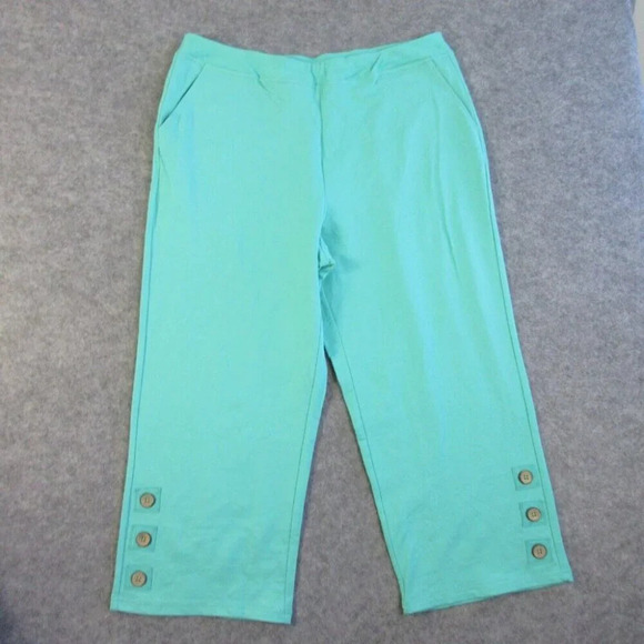 Habitat Womens Pants XXL Green Cotton Pull On Casual Button  Straight Leg 476 - Picture 1 of 12